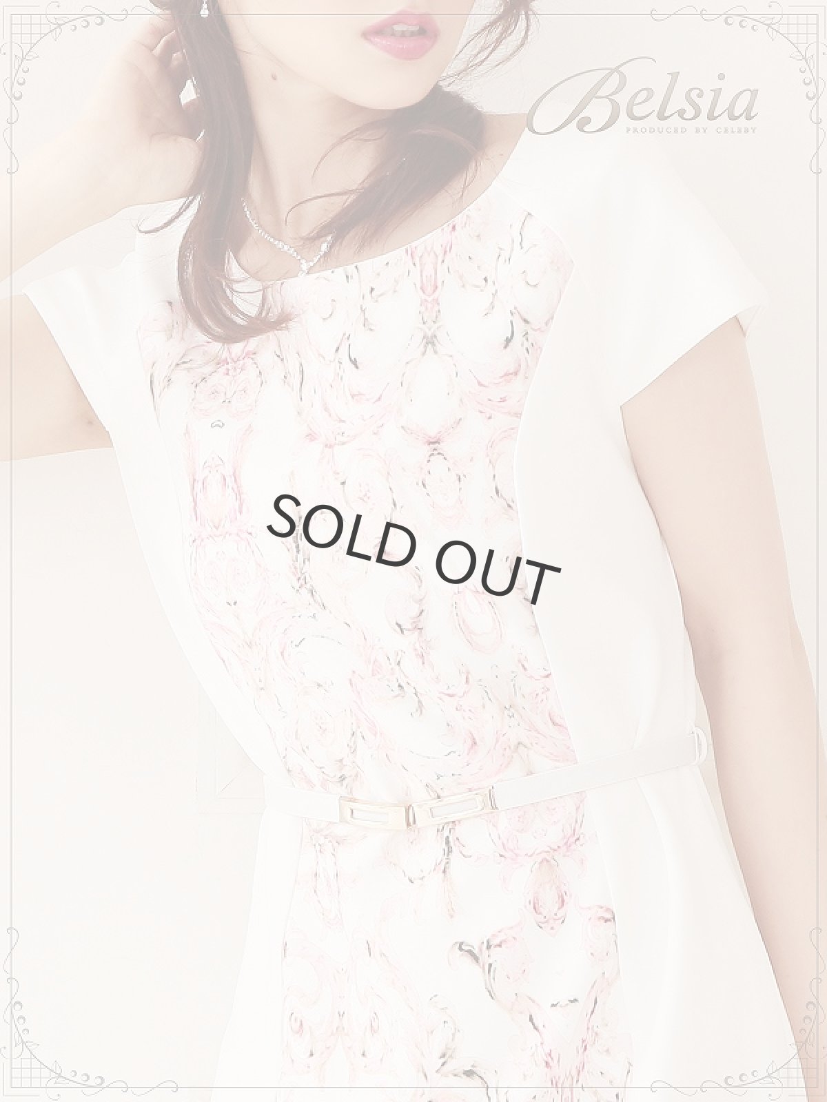 画像3: 【Belsia】パステルダマスク柄袖付ミニドレス ストレッチキャバクラドレス ベルト付【ベルシア】(S/M/L/XL)(ピンク) (3)