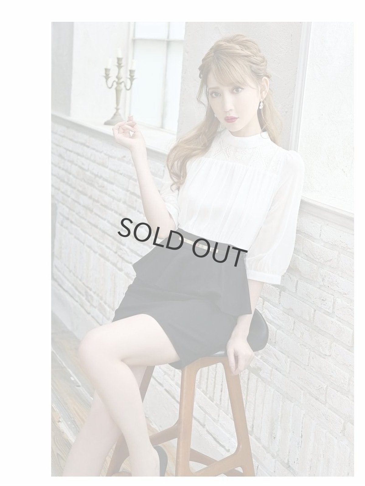 画像2: ワンピース キャバドレス ブラウジング 七分袖 ペプラム シフォン 袖付き Belsia(S/M/L/XL(2L)/XXL(3L))(ホワイト) (2)