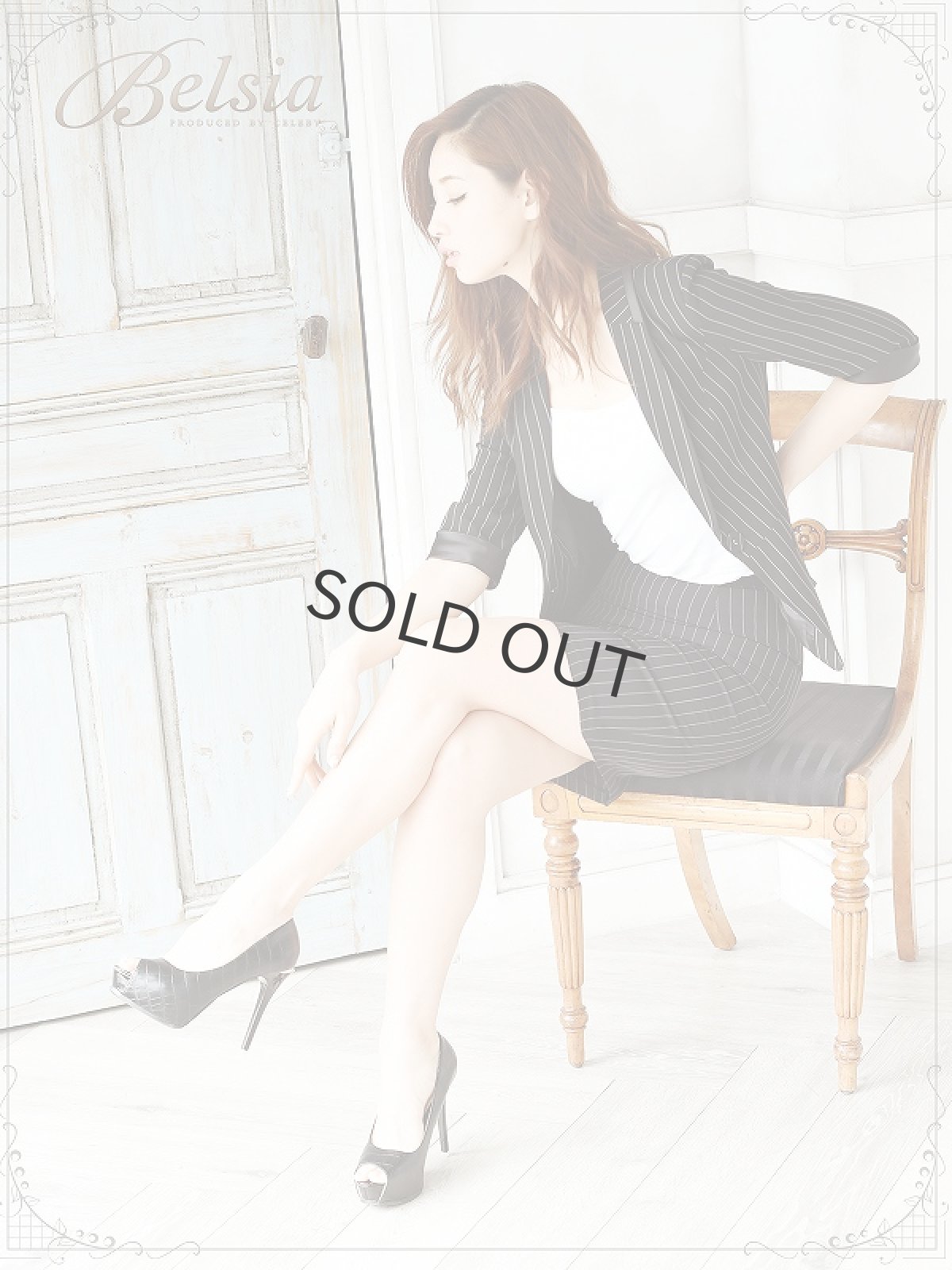 画像5: ストライプ サマースーツ レディース ビジネススーツ OL Belsia(S/M/L/XL)(ブラック) (5)