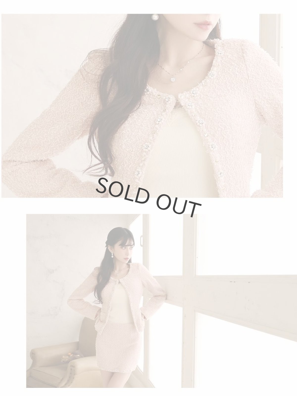 画像3: キャバスーツ ピンク ツイードスーツ フォーマルスーツ キャバスーツ ノーカラー Belsia(S/M/L)(ピンク) (3)