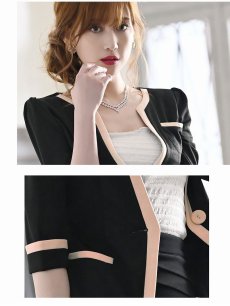 画像3: タイト キャバスーツ キャバクラスーツ オフィス ノーカラースーツ Belsia(S/M/L/XL)(ブラック/ベージュ) (3)