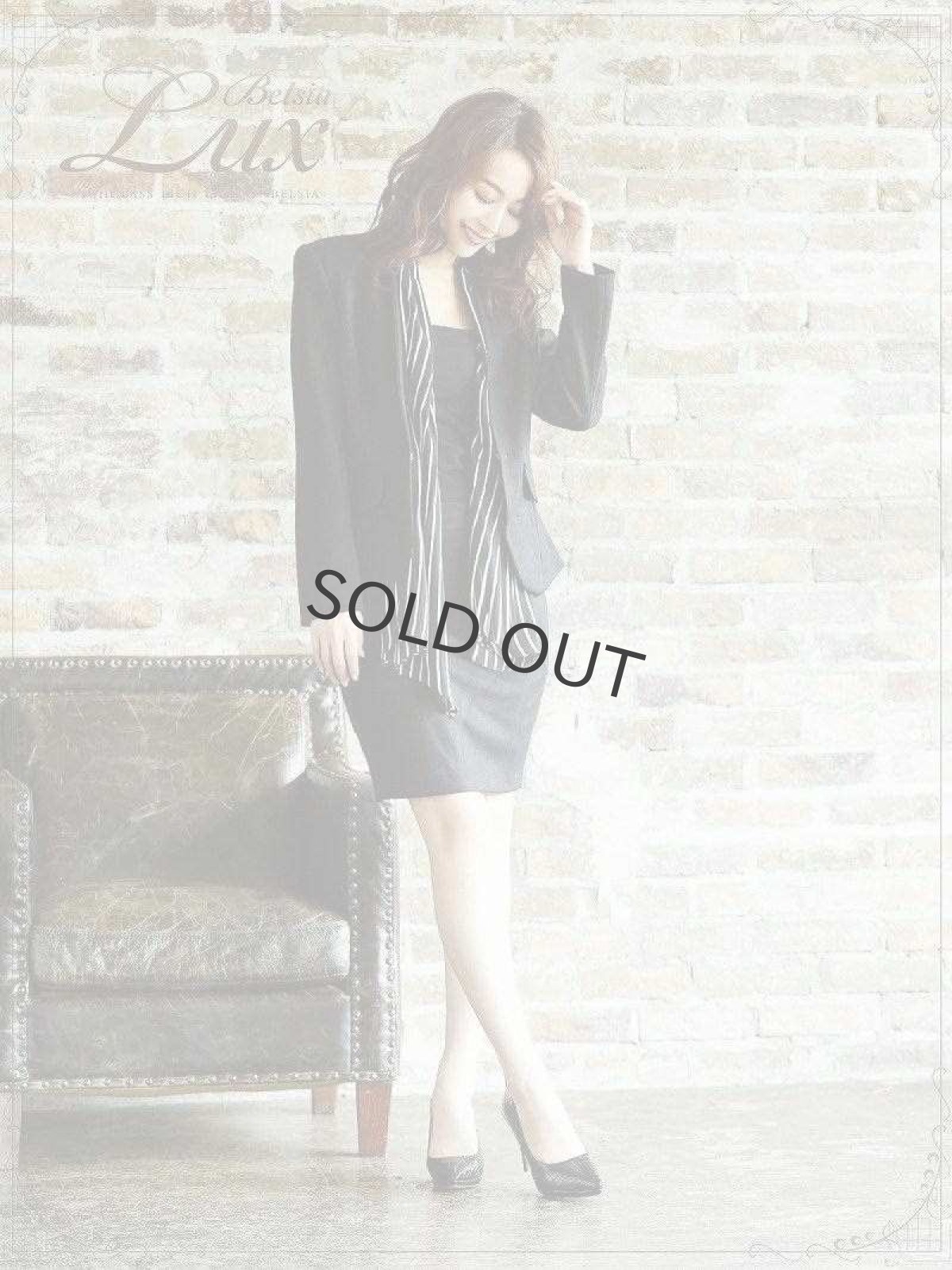 画像2: ストライプ スカーフ ウール風 大きいサイズ ジャケット Belsia.LUX(S/M/L/XL)(ブラック) (2)