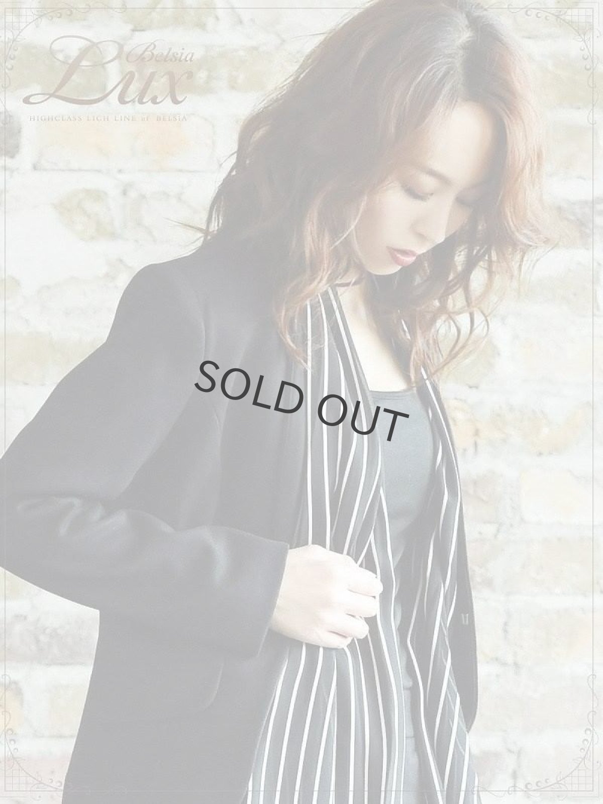 画像5: ストライプ スカーフ ウール風 大きいサイズ ジャケット Belsia.LUX(S/M/L/XL)(ブラック) (5)