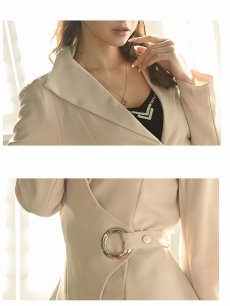 画像3: ※一部予約販売※キャバスーツ フォーマルスーツ ペプラム 膝丈スーツ 制服 ベージュ Belsia.LUX(S/M/L/XL)(ベージュ(M/L/XL/5月中旬)) (3)