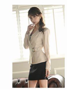 画像4: ※一部予約販売※キャバスーツ フォーマルスーツ ペプラム 膝丈スーツ 制服 ベージュ Belsia.LUX(S/M/L/XL)(ベージュ(M/L/XL/5月中旬)) (4)