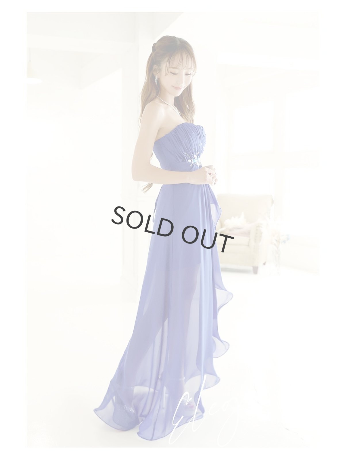 画像2: シフォン 前ミニ 定番 スリット ワンカラー Belsia(S/M/L/XL)(ブルー) (2)