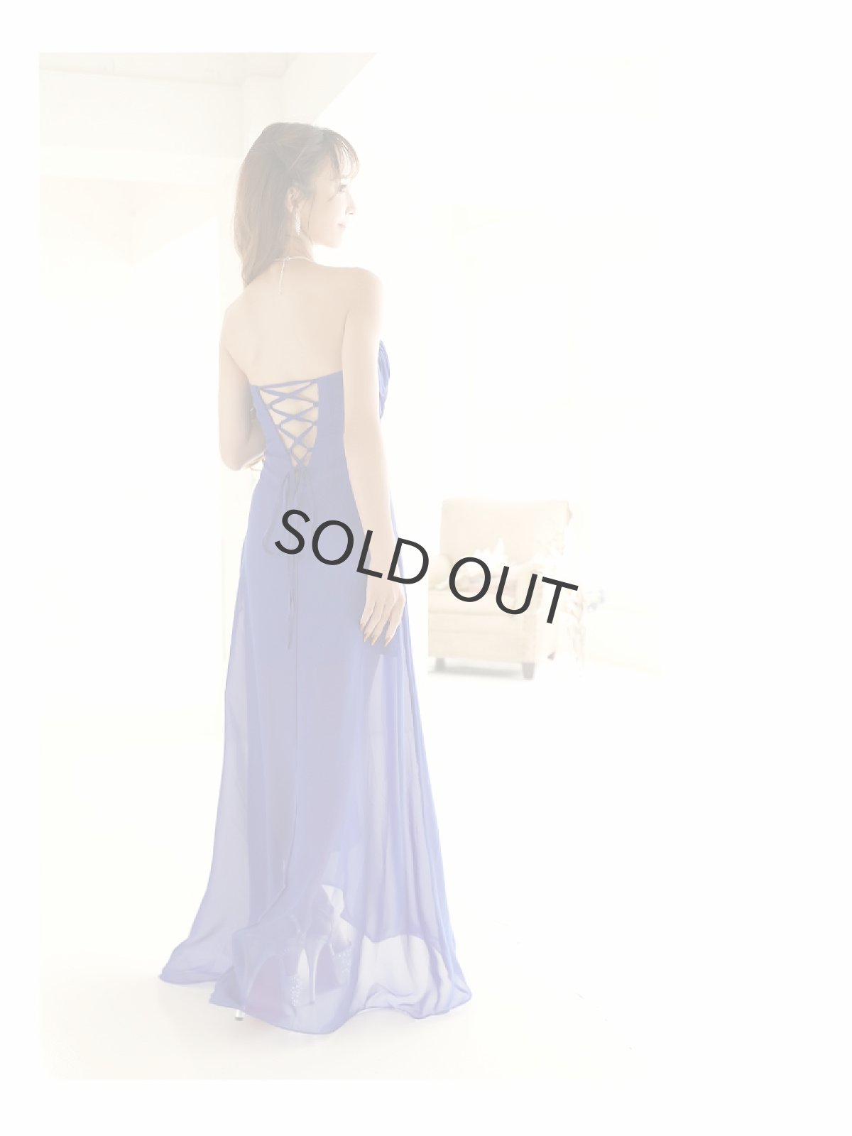 画像4: シフォン 前ミニ 定番 スリット ワンカラー Belsia(S/M/L/XL)(ブルー) (4)