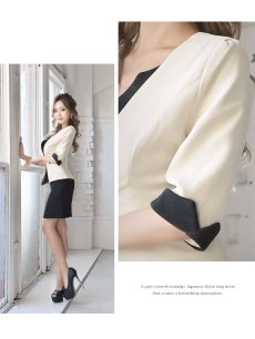 画像4: キャバスーツ ベージュ ジャケット 大きいサイズ フォーマル ミニ丈 Belsia(XS/S/M/L/XL(2L)/XXL(3L))(ベージュ) (4)