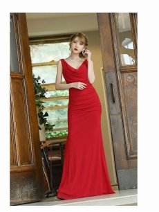 画像3: タイト  マーメイド  ドレープ メッシュ スパンコール Belsia(S/M/L/XL)(レッド) (3)