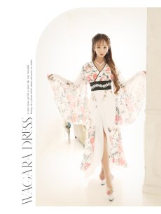 画像2: コスプレ 花魁 ロングドレス 和柄ドレス キャバクラ 流遊(S/M/L/XL/XXL)(ホワイト) (2)