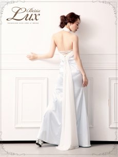 画像5: マーメイド ロング丈 ホルターネック ビジュー 上品 Belsia.LUX(S/M/L)(ブルー) (5)