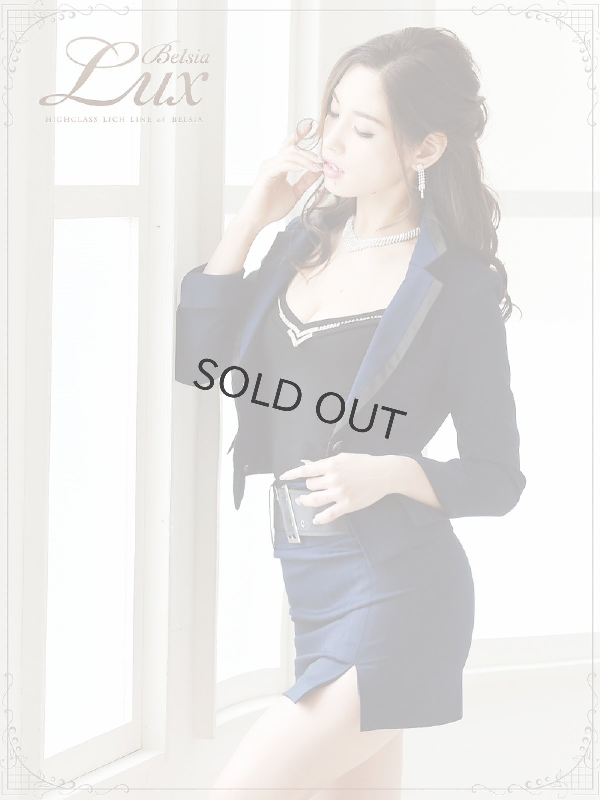 画像3: 【BelsiaLux】取り外し可能!!フェイクインナー付パイピングキャバスーツ ミニ丈3点setストライプキャバクラスーツ【ベルシアリュクス】(S/M/L)(ブラック/グレー/ネイビー) (3)