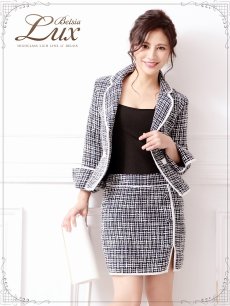 画像5: 入園式 ツイードスーツ 2p キャバスーツ キャバ嬢 スーツ ナイトスーツ ツイード ツイード スーツ Belsia.LUX(S/M/L/XL)(ピンク/ネイビー) (5)