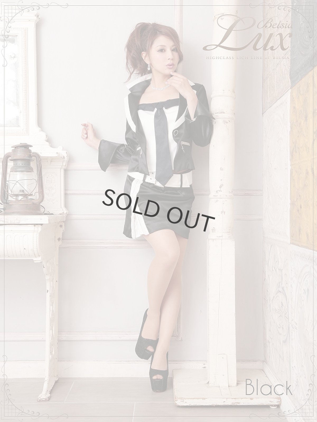 画像5: 【BELSIA LUX】3way!取り外し可ネクタイインナー付き上質sexyスーツ(S/M/L)(黒/白),式スーツ 女性 フォーマル (5)