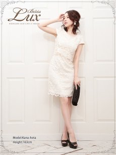 画像3: キャバドレス ミニ キャバドレス キャバ ドレス 総レースワンピース レースワンピース 膝丈 キャバクラ ワンピース フォーマルワンピース 膝丈ワンピース Belsia.LUX(S/M/L)(ベージュ/ネイビー) (3)