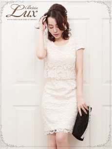 画像4: キャバドレス ミニ キャバドレス キャバ ドレス 総レースワンピース レースワンピース 膝丈 キャバクラ ワンピース フォーマルワンピース 膝丈ワンピース Belsia.LUX(S/M/L)(ベージュ/ネイビー) (4)