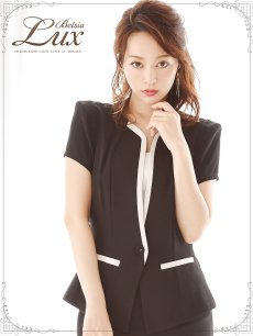 画像4: 大きめスーツ 黒 フォーマルスーツ 半袖スーツ 高級 Belsia.LUX(S/M/L/XL)(ブラック) (4)