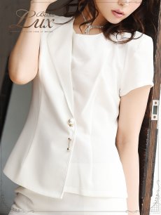 画像4: スカートスーツ 13号 コンパニオン レディース 半袖 Belsia.LUX(S/M/L/XL)(ホワイト) (4)