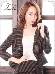 画像3: キャバスーツ 膝丈 ストライプ コルクライン レディーススーツ Belsia.LUX(M/L/XL)(ブラック/ホワイト) (3)