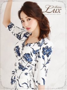 画像3: 大人ドレス 花柄 カシュクールドレス キャバ ピンク 花柄ドレス 五部袖 キャバクラドレス カシュクール 袖付ドレス Belsia.LUX(S/M/L/XL)(ピンク/ネイビー) (3)