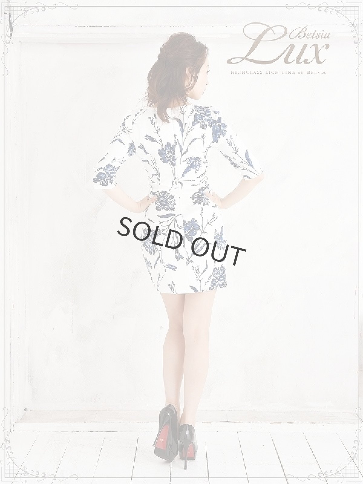 画像4: 大人ドレス 花柄 カシュクールドレス キャバ ピンク 花柄ドレス 五部袖 キャバクラドレス カシュクール 袖付ドレス Belsia.LUX(S/M/L/XL)(ピンク/ネイビー) (4)