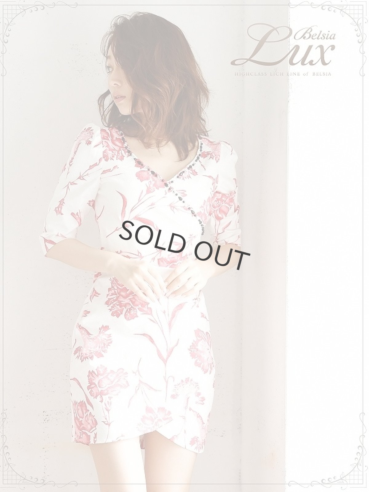 画像5: 大人ドレス 花柄 カシュクールドレス キャバ ピンク 花柄ドレス 五部袖 キャバクラドレス カシュクール 袖付ドレス Belsia.LUX(S/M/L/XL)(ピンク/ネイビー) (5)