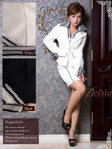 画像5: キャバ スーツ スーツ キャバ コンパニオン 制服 制服 スーツ ママスーツ Belsia(S/M/L)(ブラック/ホワイト) (5)