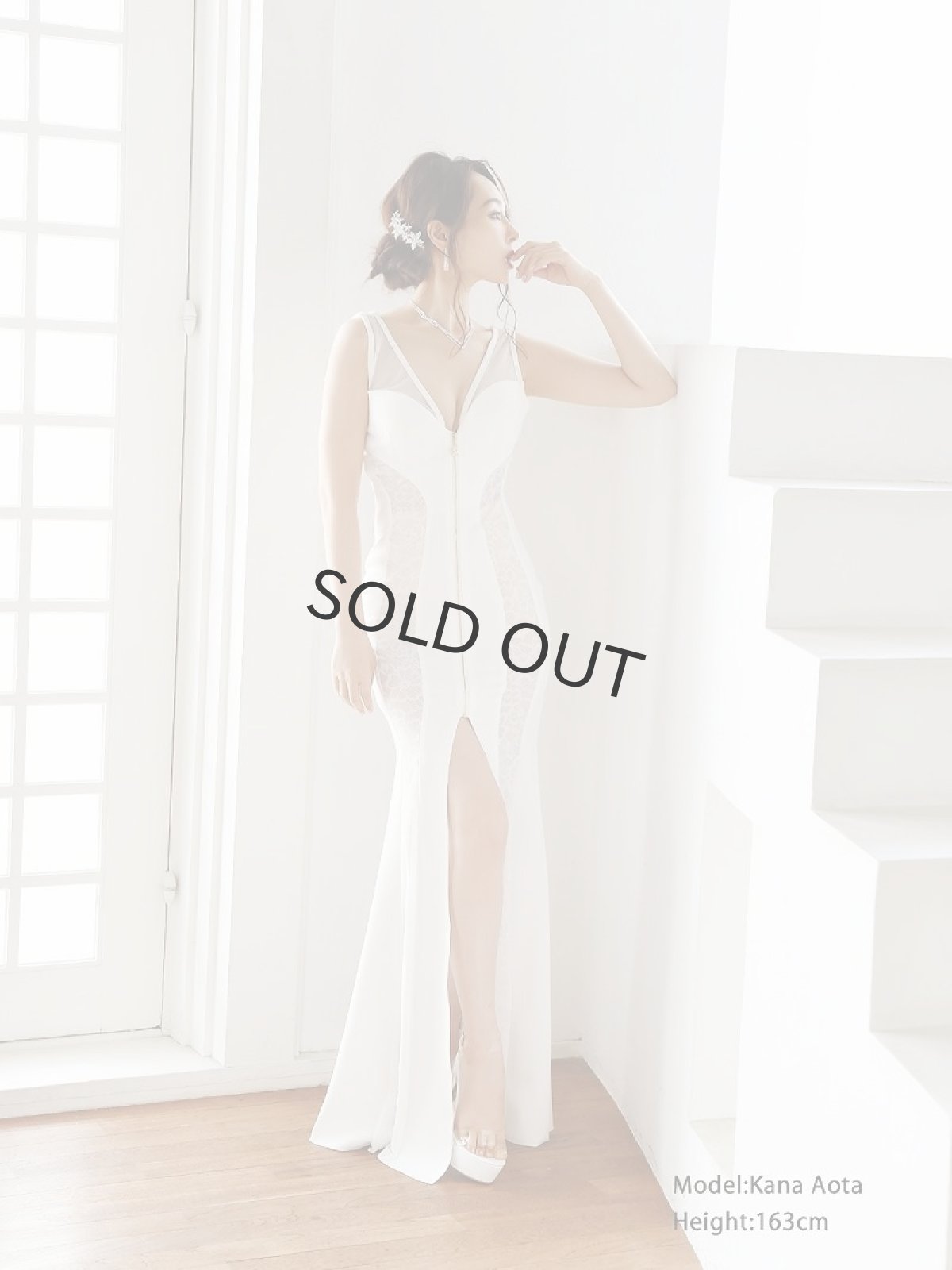 画像5: スリット キャバクラドレス ストレッチ マーメイド タイト Belsia(S/M/L/XL)(ブラック/ホワイト) (5)