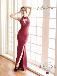 画像1: 赤 谷間 sexy バースデー 高級 Belsia(S/M/L/XL)(ワイン) (1)