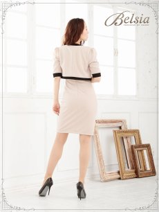 画像3: キャバスーツ ワンピーススーツ 13号 フォーマル 膝丈 Belsia(S/M/L/XL)(ブラック/ベージュ) (3)