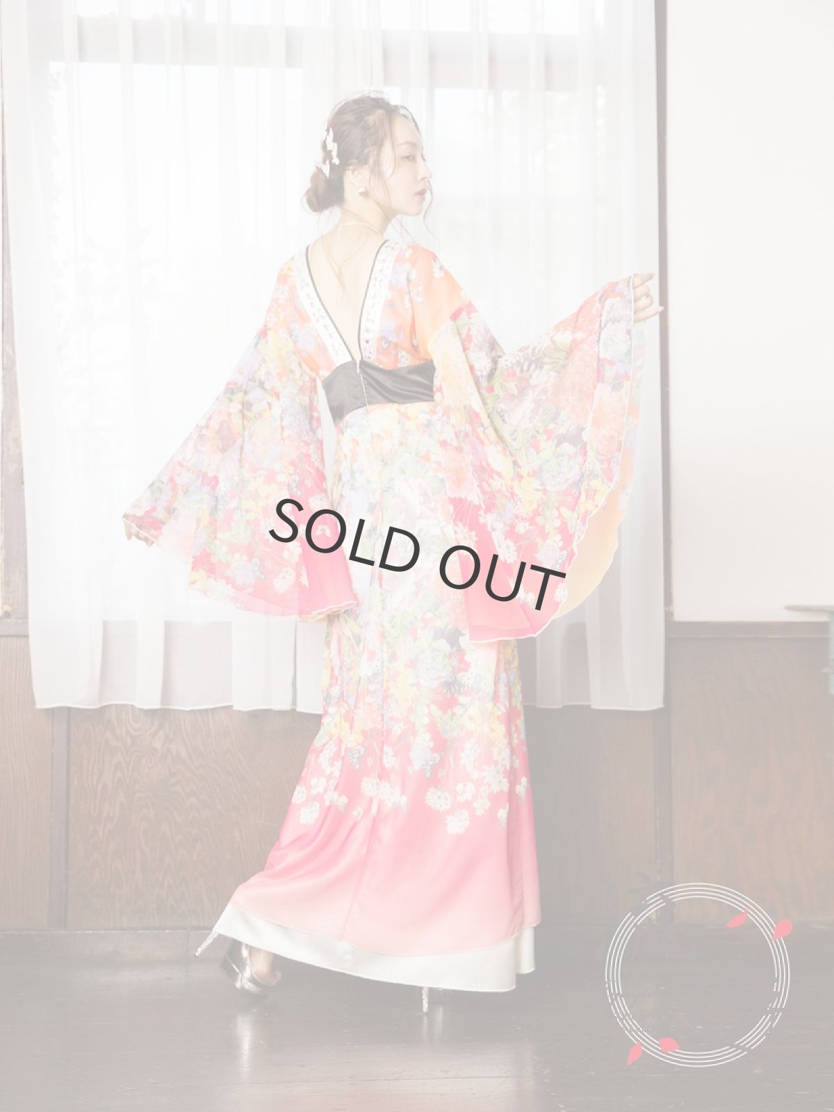 画像5: キャバドレス 和柄 和柄ドレス キャバクラドレス 花魁 花柄 13号 流遊(S/M/L/XL(2L))(レッド) (5)