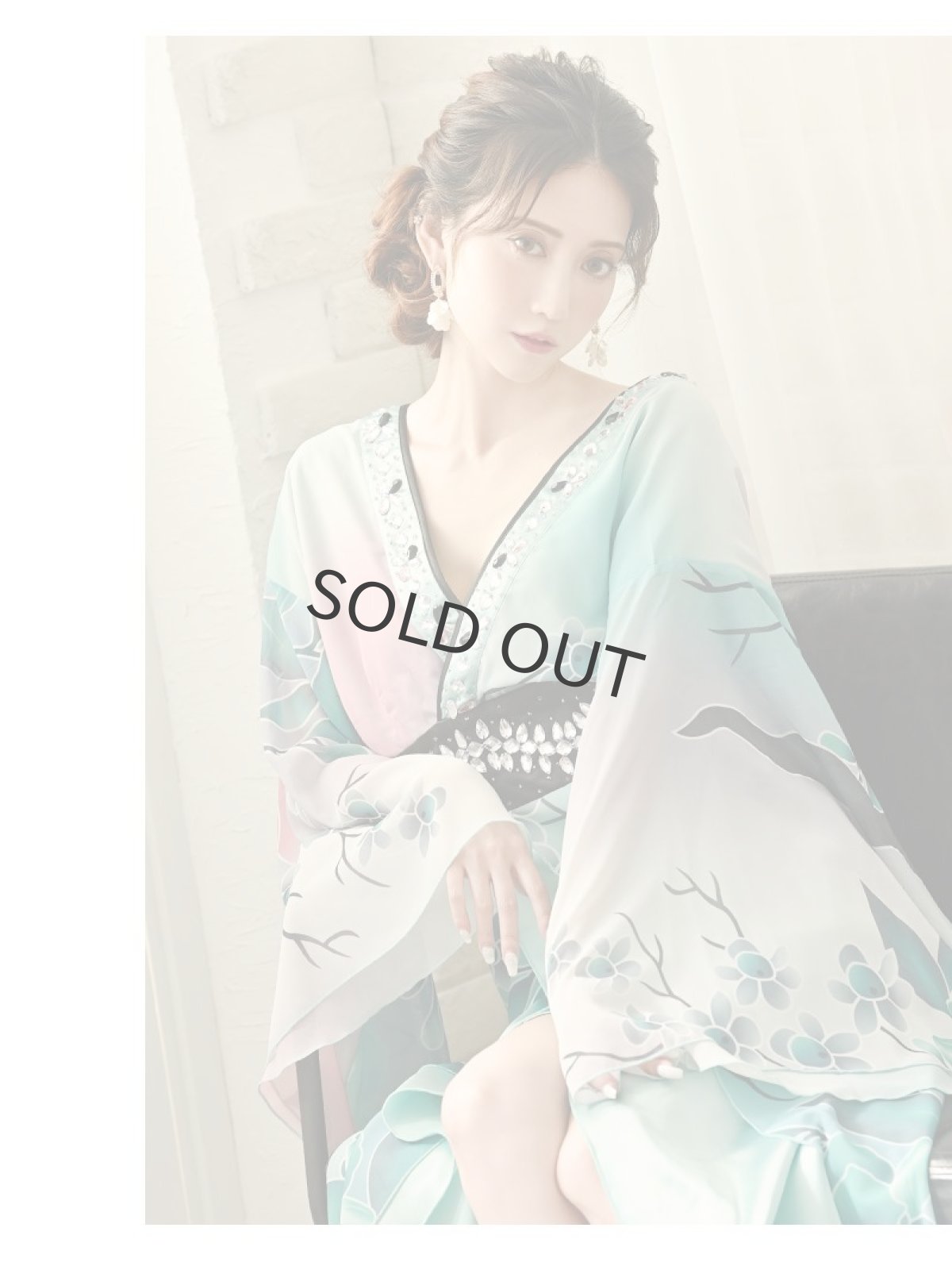 画像4: ※予約販売※キャバドレス 和柄 ロングドレス 着物ドレス キャバクラ 緑 花魁ドレス 流遊(S/M/L/XL(2L))(グリーン(1月上旬)) (4)