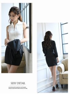 画像3: ストライプ柄 スーツ キャバスーツ  レディーススーツ XL セットアップ キャバスーツ Belsia(S/M/L/XL)(ブラック) (3)