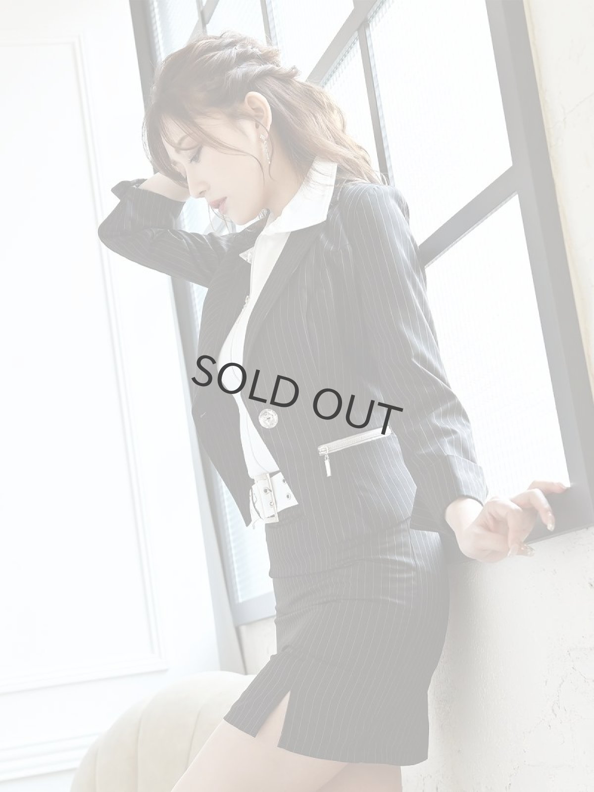 画像5: ストライプ柄 スーツ キャバスーツ  レディーススーツ XL セットアップ キャバスーツ Belsia(S/M/L/XL)(ブラック) (5)