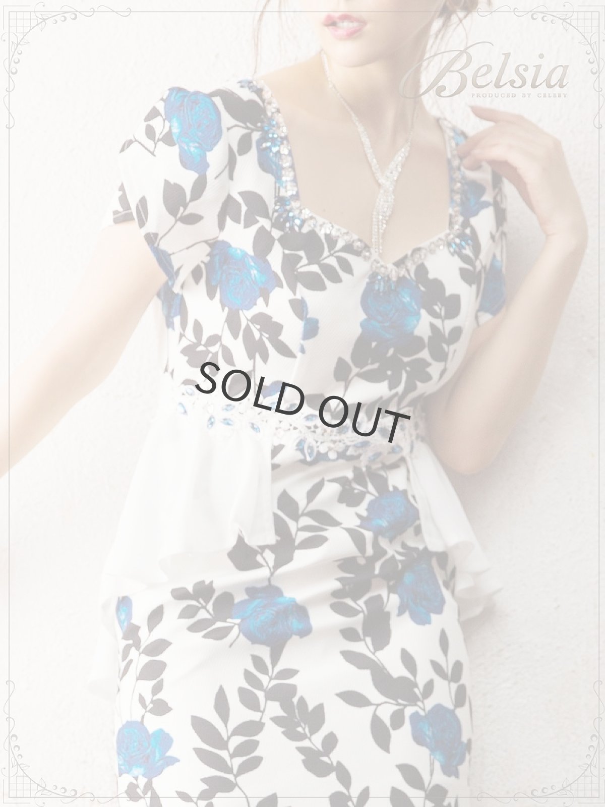 画像3: 花柄 キャバドレス ペプラム ミニドレス 袖付き キャバドレス キャバドレス タイト ミニドレス 花柄 Belsia(M)(ブラック/ホワイト) (3)