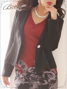画像4: ワンピース キャバ 花柄  キャバクラ レディーススーツ Belsia(S/M/L/XL)(ブラック) (4)
