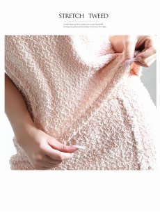 画像3: ツイード セットアップ キャバスーツ 白 大きいサイズ Belsia(S/M/L/XL)(ホワイト/ピンク) (3)