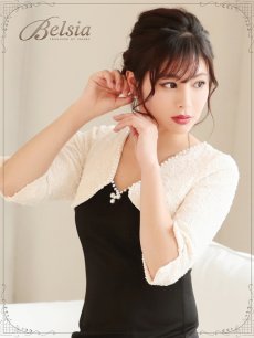 画像3: 大きいサイズ キャバドレス キャバドレス ツイード ミニドレス 袖付き 七分袖 キャバドレス タイトドレス フォーマル Belsia(S/M/L/XL)(ブラック) (3)
