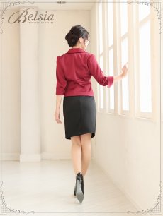 画像5: キャバスーツ 13号 艶 キャバスーツ セットアップ スーツ キャバクラスーツ タイト コンパニオン スーツ Belsia(S/M/L/XL)(レッド/ベージュ) (5)