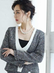 画像2: ツイードスーツ MIXツイード 13号 セットアップ フォーマルスーツ Belsia(S/M/L/XL)(ブラック/ピンク) (2)