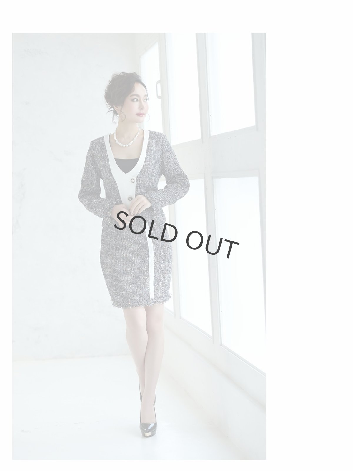 画像3: キャバスーツ ツイードスーツ MIXツイード 13号 セットアップ フォーマルスーツ Belsia(S/M/L/XL(2L))(ブラック/ピンク) (3)