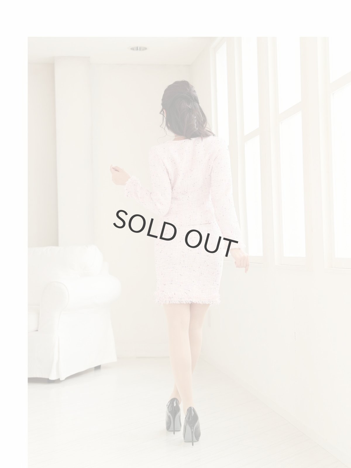 画像5: キャバスーツ ツイードスーツ MIXツイード 13号 セットアップ フォーマルスーツ Belsia(S/M/L/XL(2L))(ブラック/ピンク) (5)