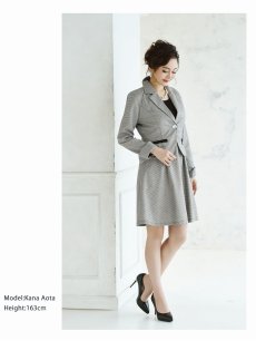 画像2: テーラードジャケット 千鳥柄スーツ ワンピーススーツ フォーマルスーツ フレア Belsia(S/M/L/XL)(ブラック) (2)