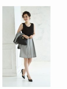 画像3: テーラードジャケット 千鳥柄スーツ ワンピーススーツ フォーマルスーツ フレア Belsia(S/M/L/XL)(ブラック) (3)
