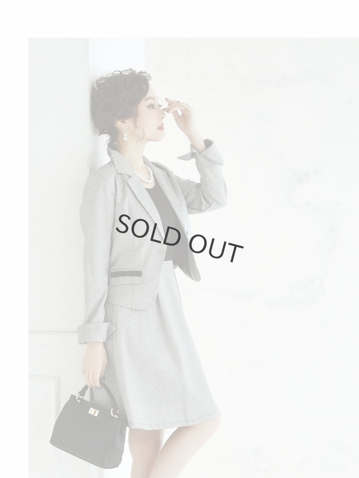 画像5: テーラードジャケット 千鳥柄スーツ ワンピーススーツ フォーマルスーツ フレア Belsia(S/M/L/XL)(ブラック) (5)