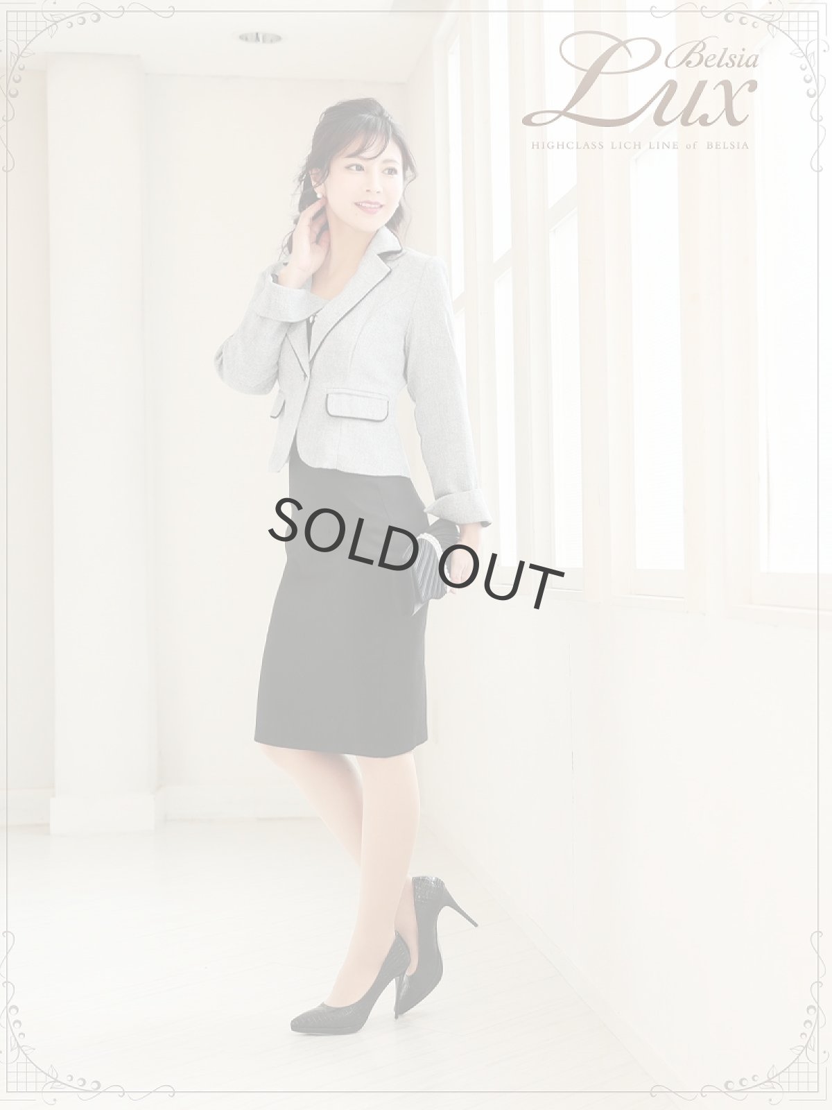 画像3: キャバスーツ 膝丈スーツ 式スーツ レディース 大きいサイズ Belsia.LUX(S/M/L/XL)(グレー) (3)