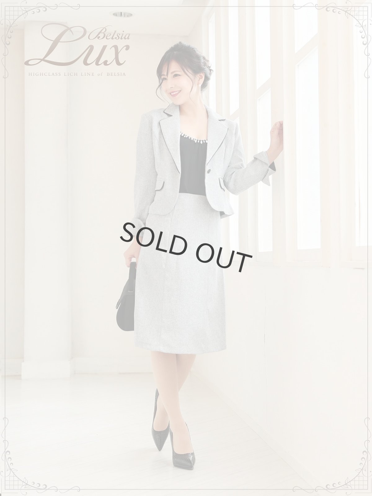 画像5: キャバスーツ 膝丈スーツ 式スーツ レディース 大きいサイズ Belsia.LUX(S/M/L/XL)(グレー) (5)