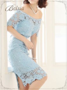 画像4: 単色 キャバワンピ レース キャバドレス キャバドレス 膝丈 タイト ワンピース パーティードレス レース Belsia(S/M/L)(ホワイト/ピンク/ブルー) (4)