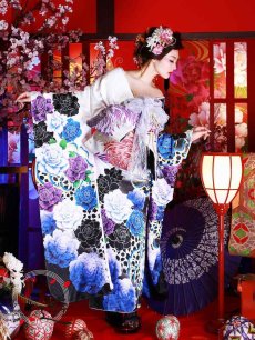 画像2: 着物 花魁 フルセット 振袖 花魁着物 白 流遊(フリーサイズ)(アソート) (2)