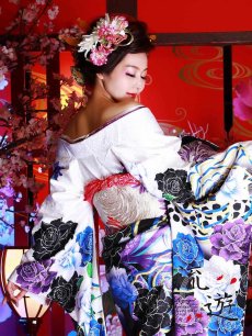 画像3: 着物 花魁 フルセット 振袖 花魁着物 白 流遊(フリーサイズ)(アソート) (3)